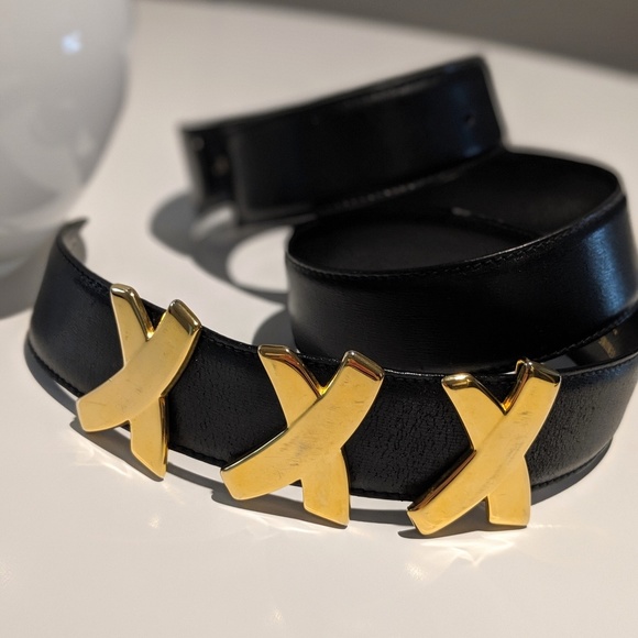 Paloma Picasso Accessories - Paloma Picasso "XXX" black leather belt.